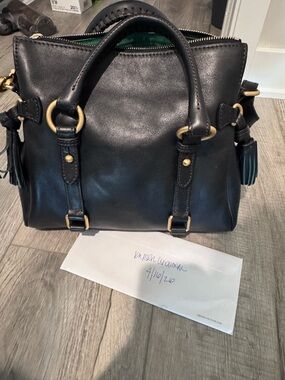 Black Leather Structured Satchel - Classic Women's Handbag